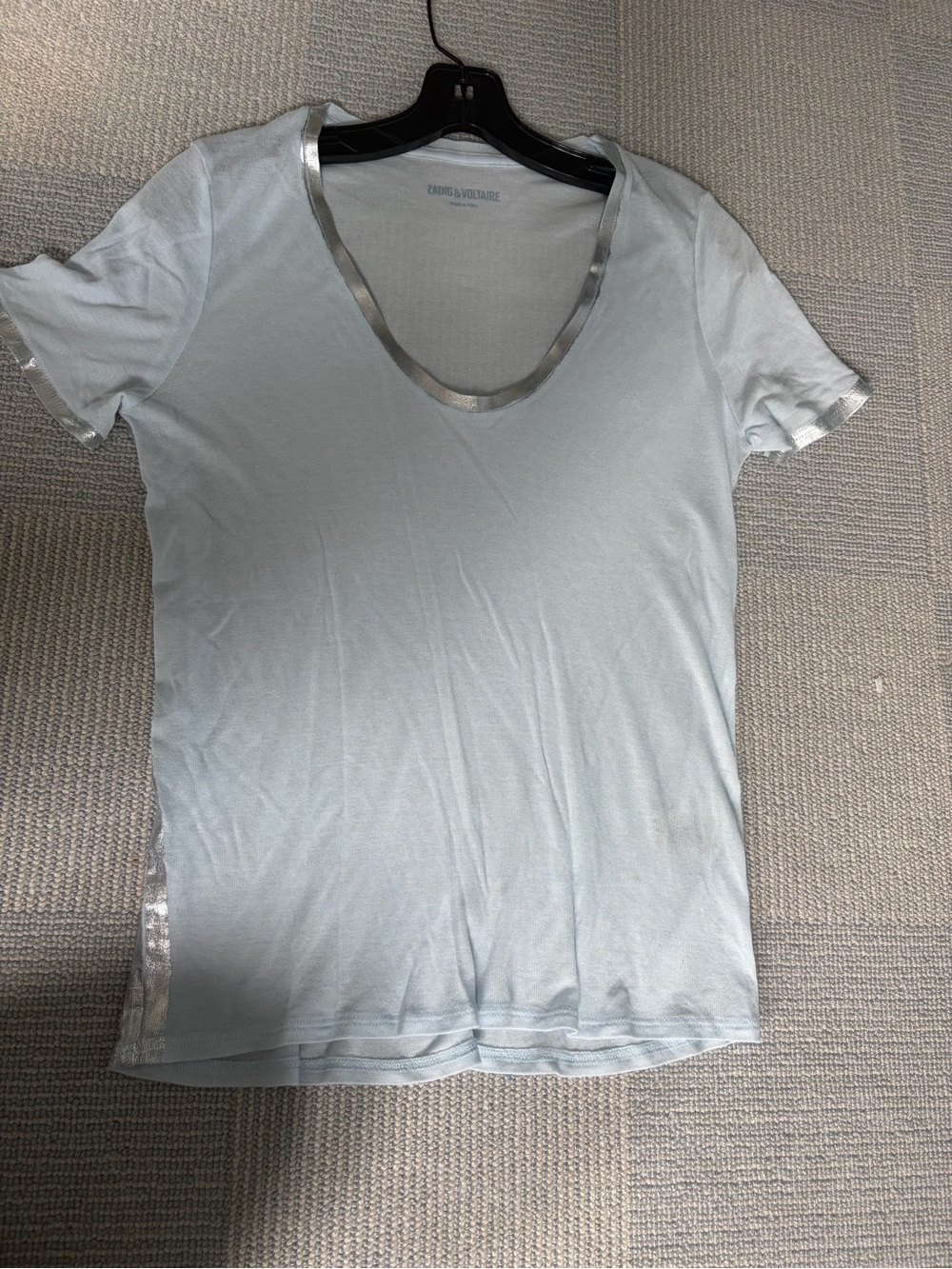 Zadig & Voltaire Light Blue Tee with Silver Trim